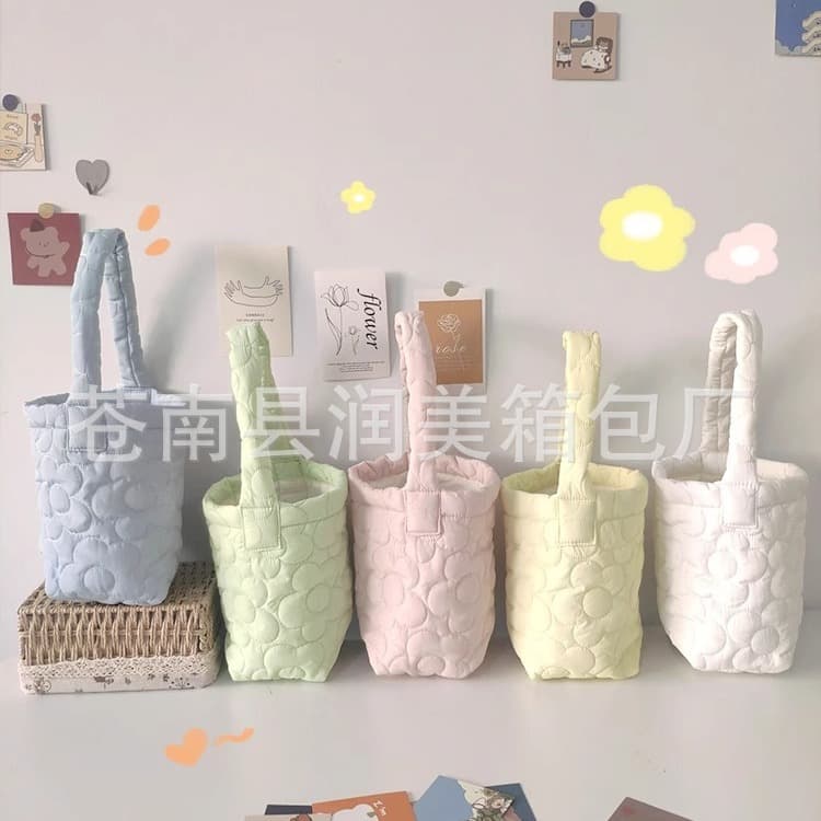 The Manufacturer Can Customize Candy-Colored Flower Hand-Carrying Bucket Bags with Seams, Out-And-Out Thermal Bags, Cosmetics Toy Storage Bags
