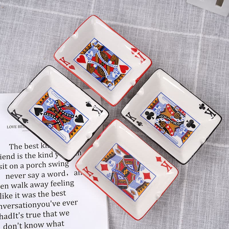 Cross-border minimalist poker ceramic ashtray, stylish creative ashtray for living room, study, home use, gift ashtray