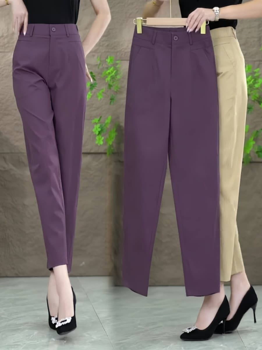 Ice silk nine-point suit pants for women 2025 summer thin casual small straight harem pants new cigarette pipe pants