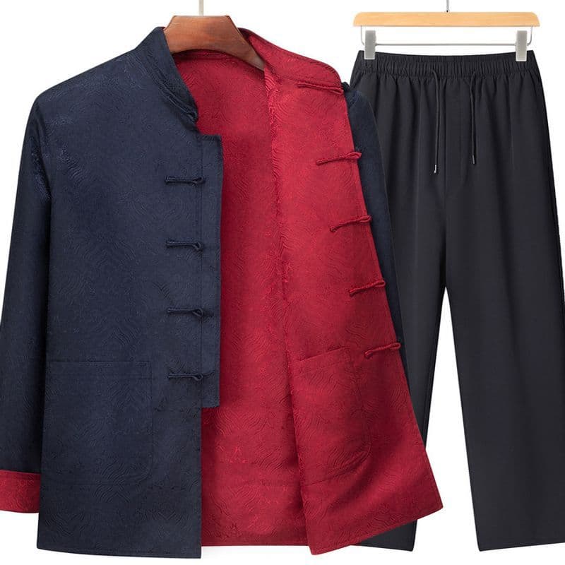 Mid-Age and Elderly Tang Suit Men 2025 New Chinese Style Spring and Autumn Style Jacket Dad Zhongshan Suit Elderly Hanfu Set