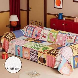 Summer-Autumn Dopamine Card Universal One-Piece Sofa Cover Anti-Cat Scratch Anti-Slip Full Cover Cover Waffle Grid