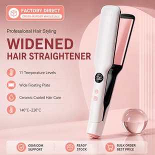 Cross-Border Hair Straightening Flat Iron Hair Straightener Home Fast Heating Flat Iron Straightening and Curling Dual Use Anti-Scald Simple No Damage Hair LCD Temperature Adjustment