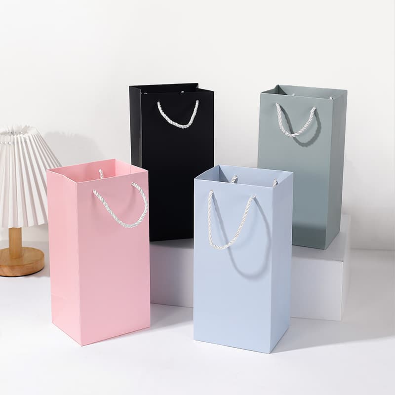 Solid Color Hard Cardboard Cup Bag Insulated Tumbler Tote Bag Cigarette Gift Bag Birthday Packaging Bag Business Bag