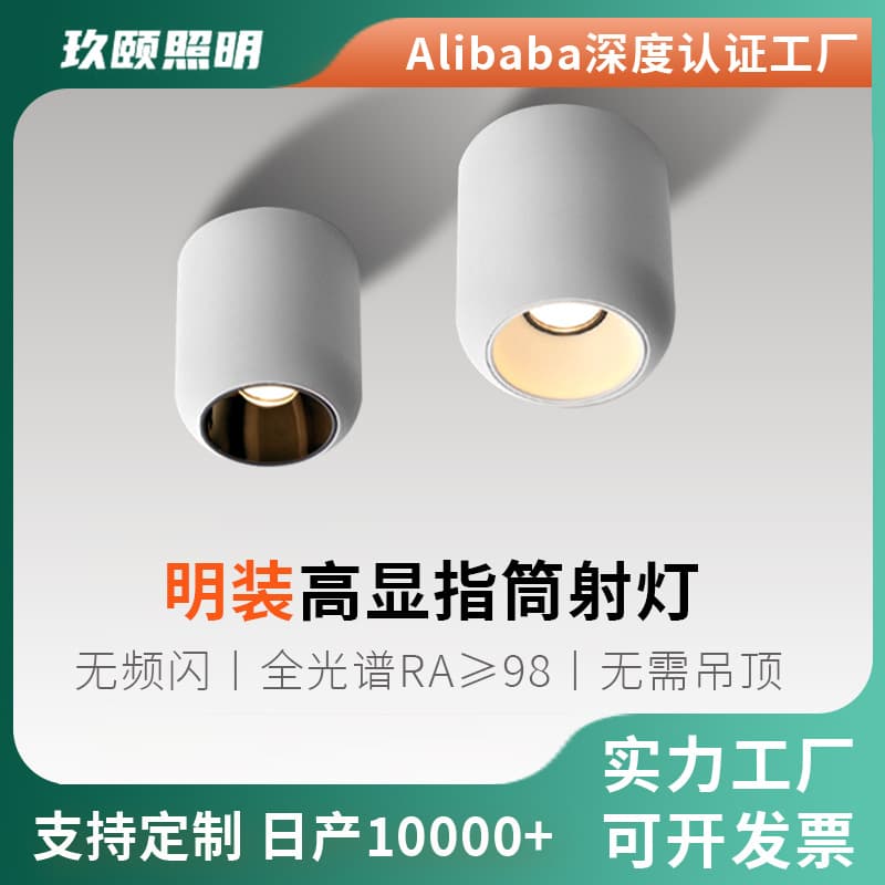 Surface-Mounted Downlight for Home Use: Main Light-Free LED Spotlight with Full Spectrum, High Color Rendering, Smart Control, No Ceiling Required, Deep Anti-Glare