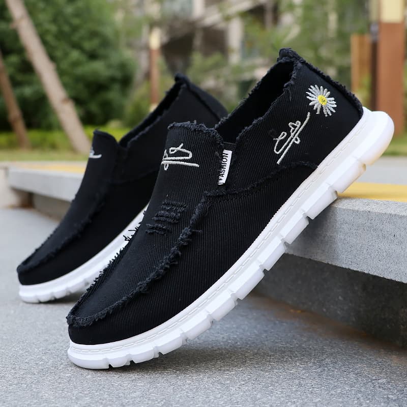 Spring Men's Canvas Loafers, High-End Washed Canvas, Breathable, Non-Stuffy, Non-Pinching, Healthy Foot Shoes