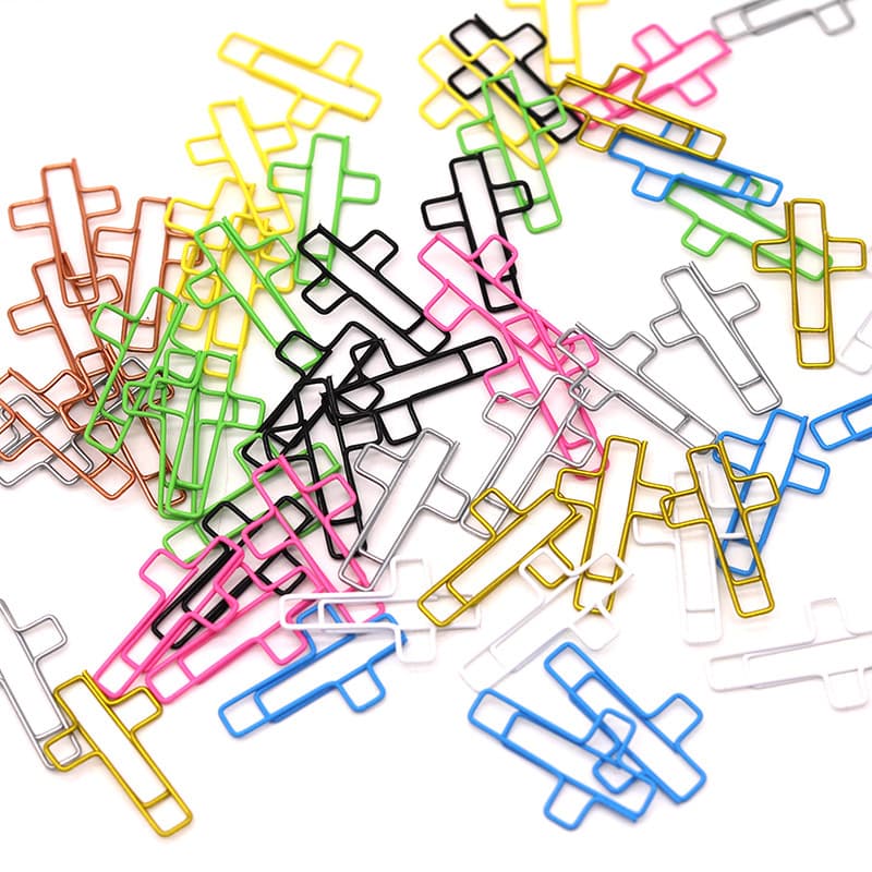 Cross-shaped paper clips metal colored paper clips office stationery document classification clips book test paper clips