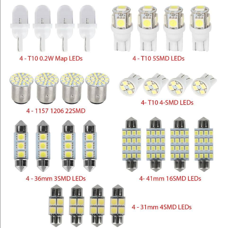 Car LED Combo Kit 14 28 42pcs T10 Side Marker Lights Double Dome Reading Lights License Plate Lights Interior