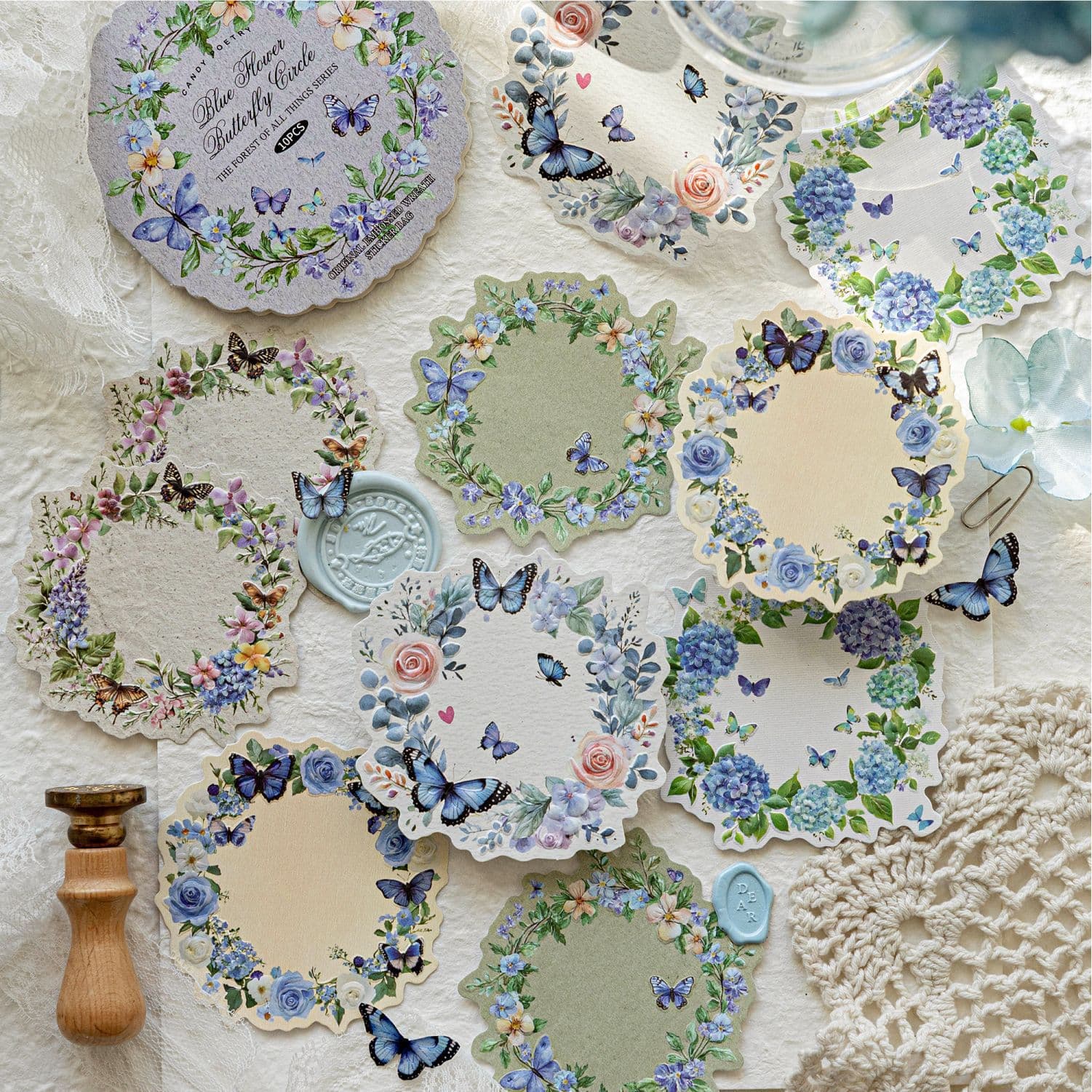 Tangshi Forest of All Things Series Letterpress Embossed Sticker Pack Vintage Wreath Material Scrapbook DIY Card Decoration