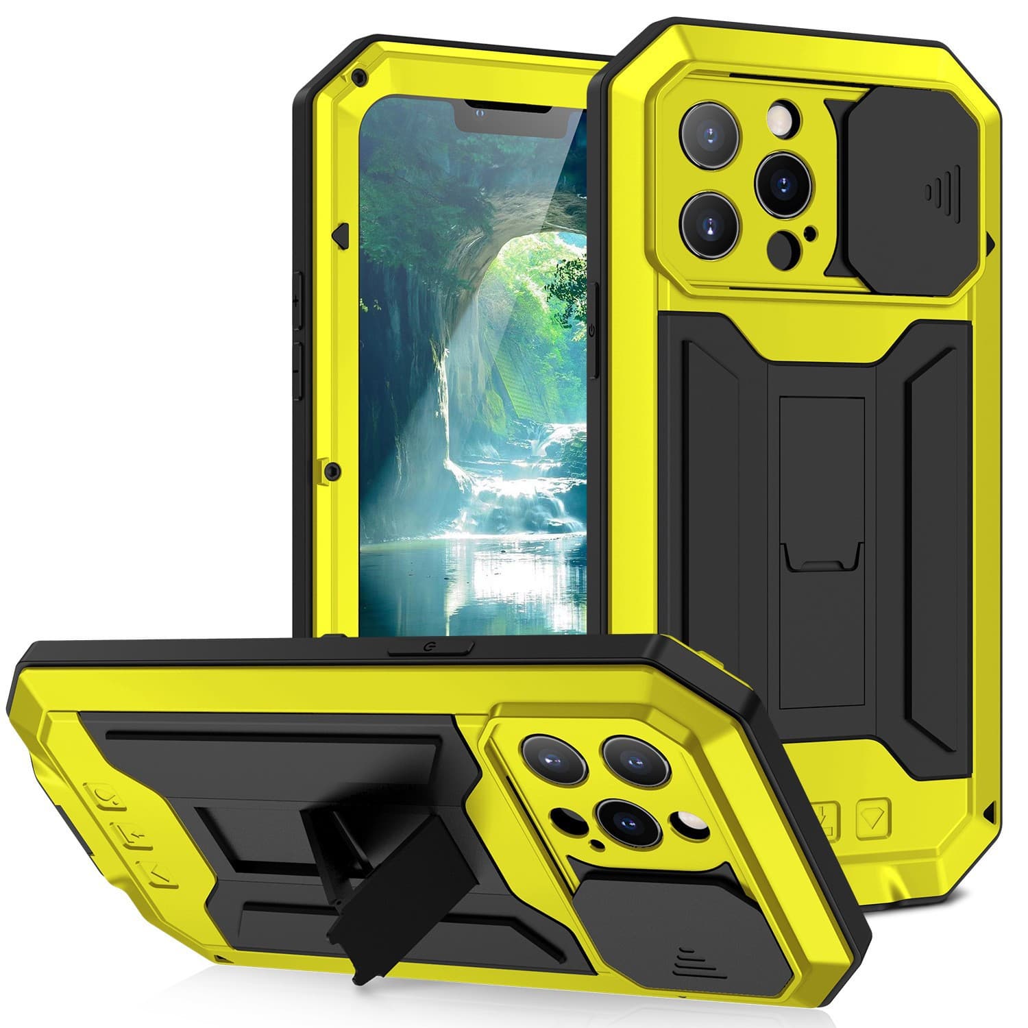 Applicable to iPhone 17 Pro Max Lens Slider Drop Protection Case iPhone 16 Invisible Stand Three-Proof Phone Case