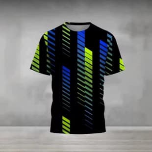 2026 3D Printed Geometric Motion T-Shirt for Men, Fashion Pattern Tee, Summer Loose O-Neck Top, Short Sleeve T-Shirt