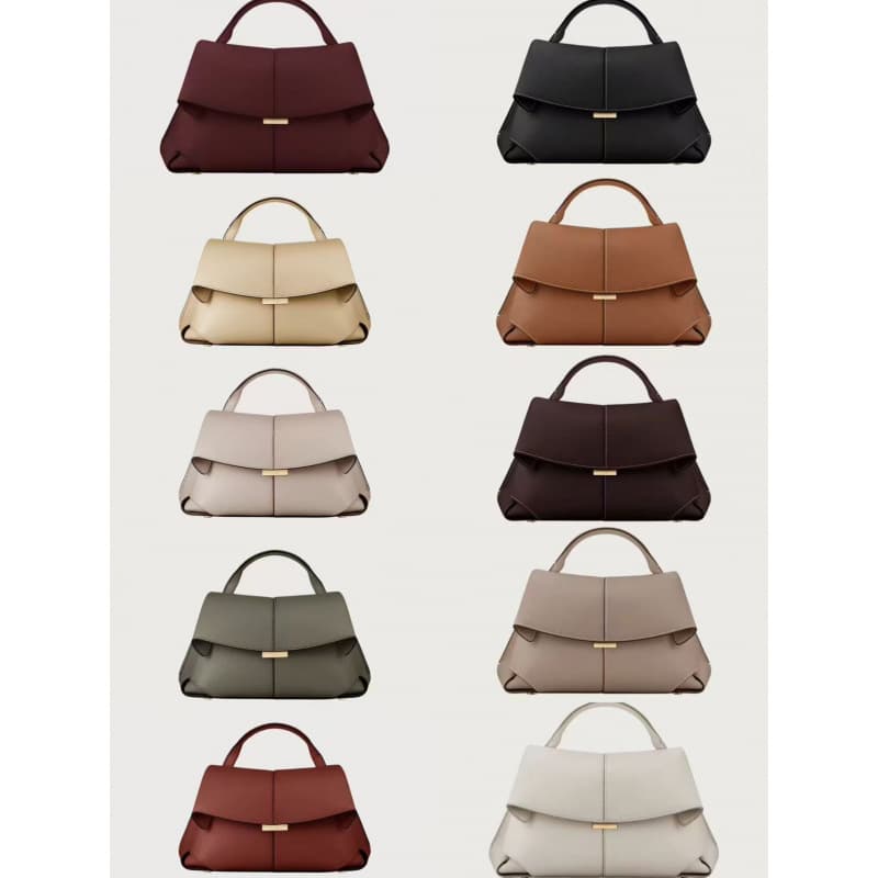 French POLENE smile bag small genuine leather women's bag high-end pleated handbag crossbody commuting foreign trade same source