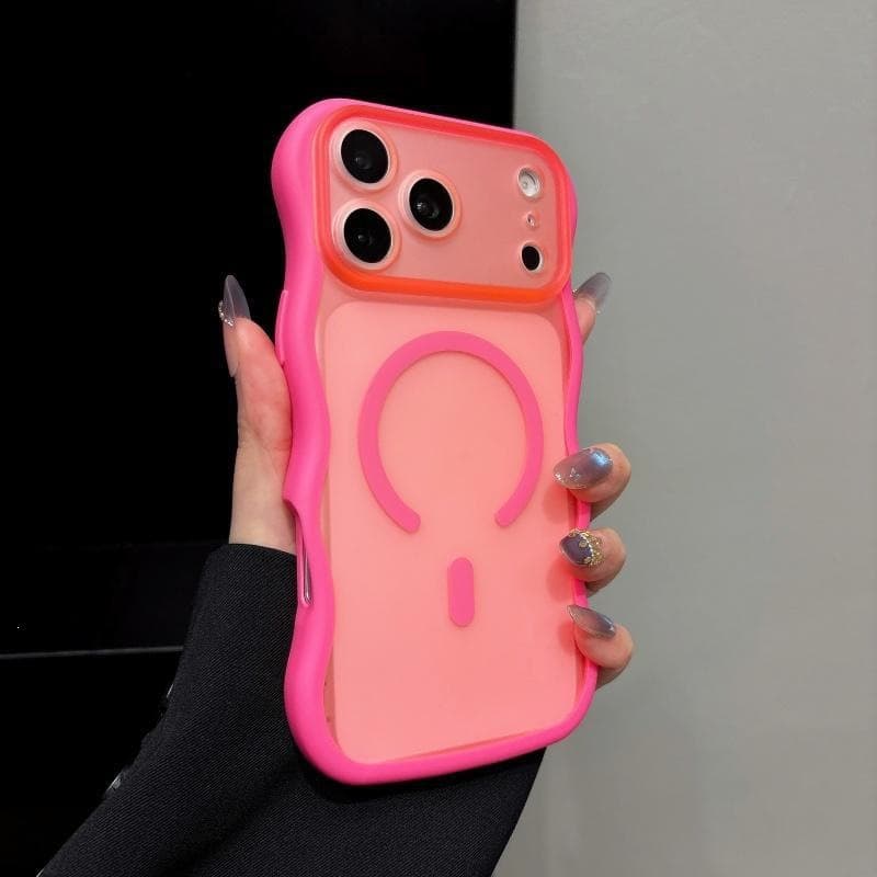 Compatible Apple 17 Wave Magnetic Phone Case, Contrast Color Semi-Transparent Matte, iPhone 18 Pro Max Shockproof Protective Cover