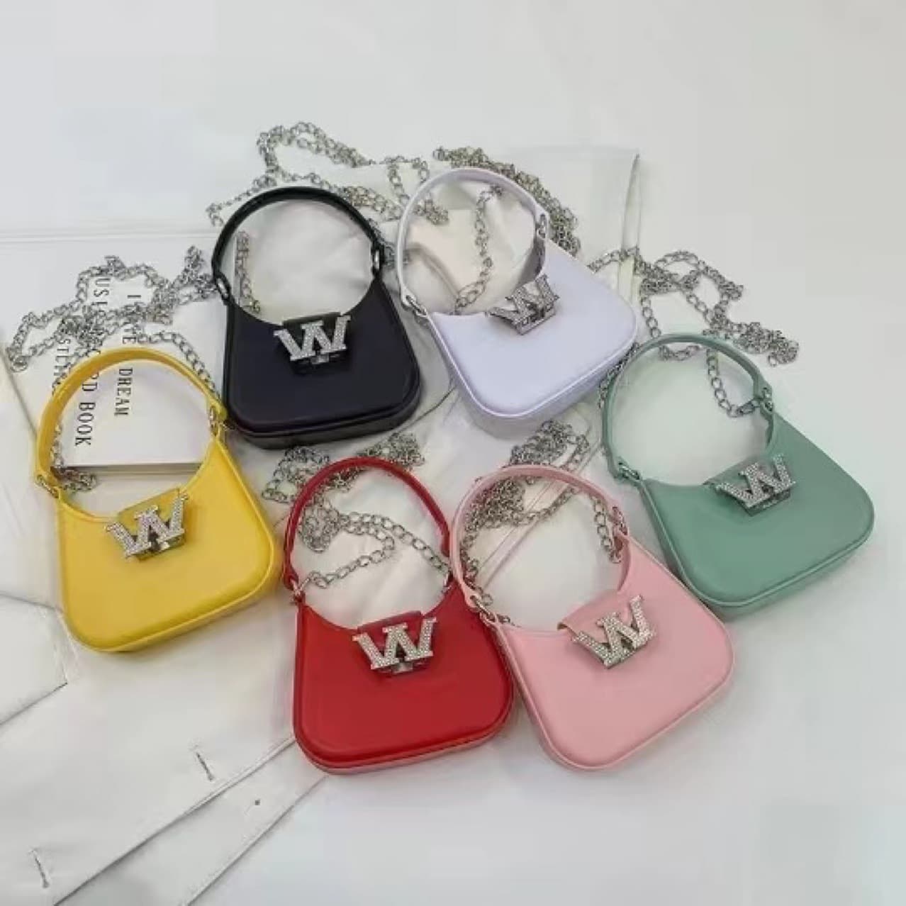 2023 New Jelly Bag with Rhinestone Buckle Moon Bag Wander Bag Daily Versatile Underarm Bag Single Shoulder Crossbody Women's Bag