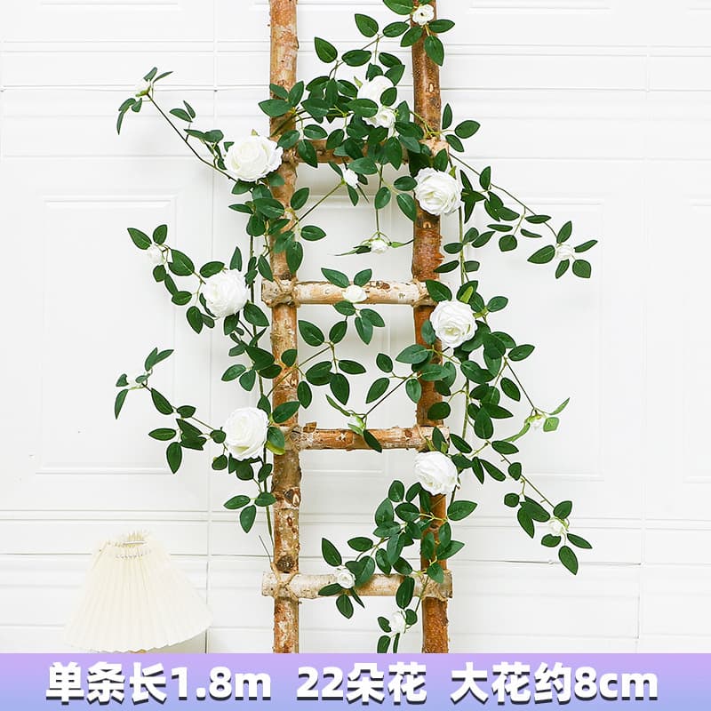 Courtyard landscaping artificial rose vine, photo prop flower strip, air conditioner pipe cover decoration, fake vine
