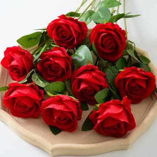 Faux Velvet Rose Artificial Flowers Wedding Decoration Fake Flower Arrangement Valentine's Day Gift Factory Wholesale