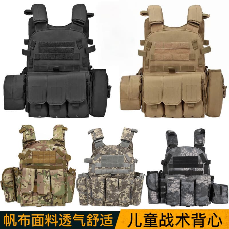 Children's Camouflage Tactical Vest, Level 3 Armor, Tiger Stripe Combat Vest Equipment, Breathable 6094 Stab-Proof Suit