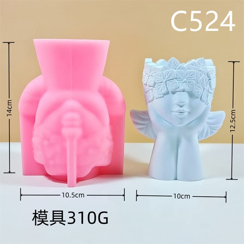Blindfold Girl Silicone Mold Vase for Dried Flower Arrangement Plaster DIY Handmade Home Decoration C522-C525