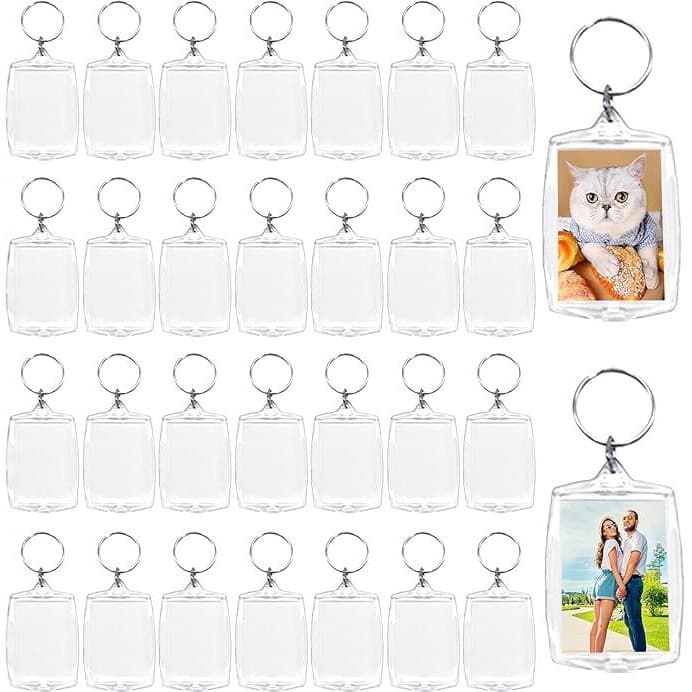 DIY transparent acrylic blank rectangle suitable for double-sided photo frame keychain photo insert keychain
