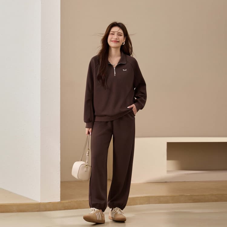 American Casual Sweatshirt Set - Xianlixiu Plus Size Women's Loungewear Two-Piece Set, Plus Size 2025 Autumn New Arrival
