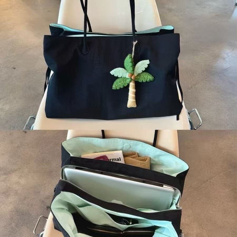 2026 Spring/Summer New Niche Color-Block Large-Capacity Nylon Tote Bag with Multiple Compartments Laptop Bag Travel Storage Bag