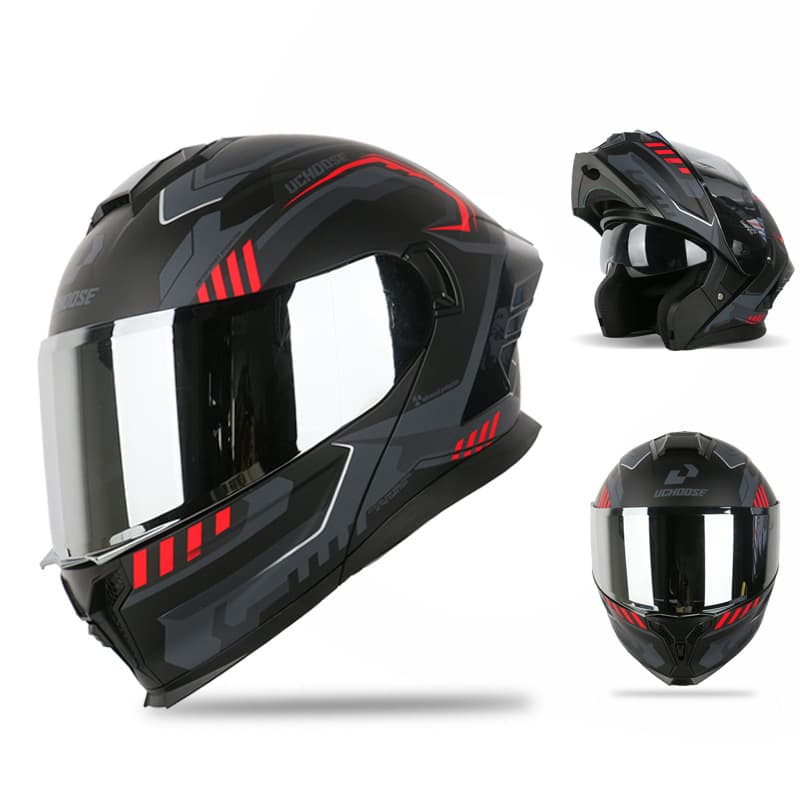 Factory Wholesale Motorcycle Helmet Men Women Bluetooth Flip-Up Helmet All-Season Convertible to 3/4 Helmet