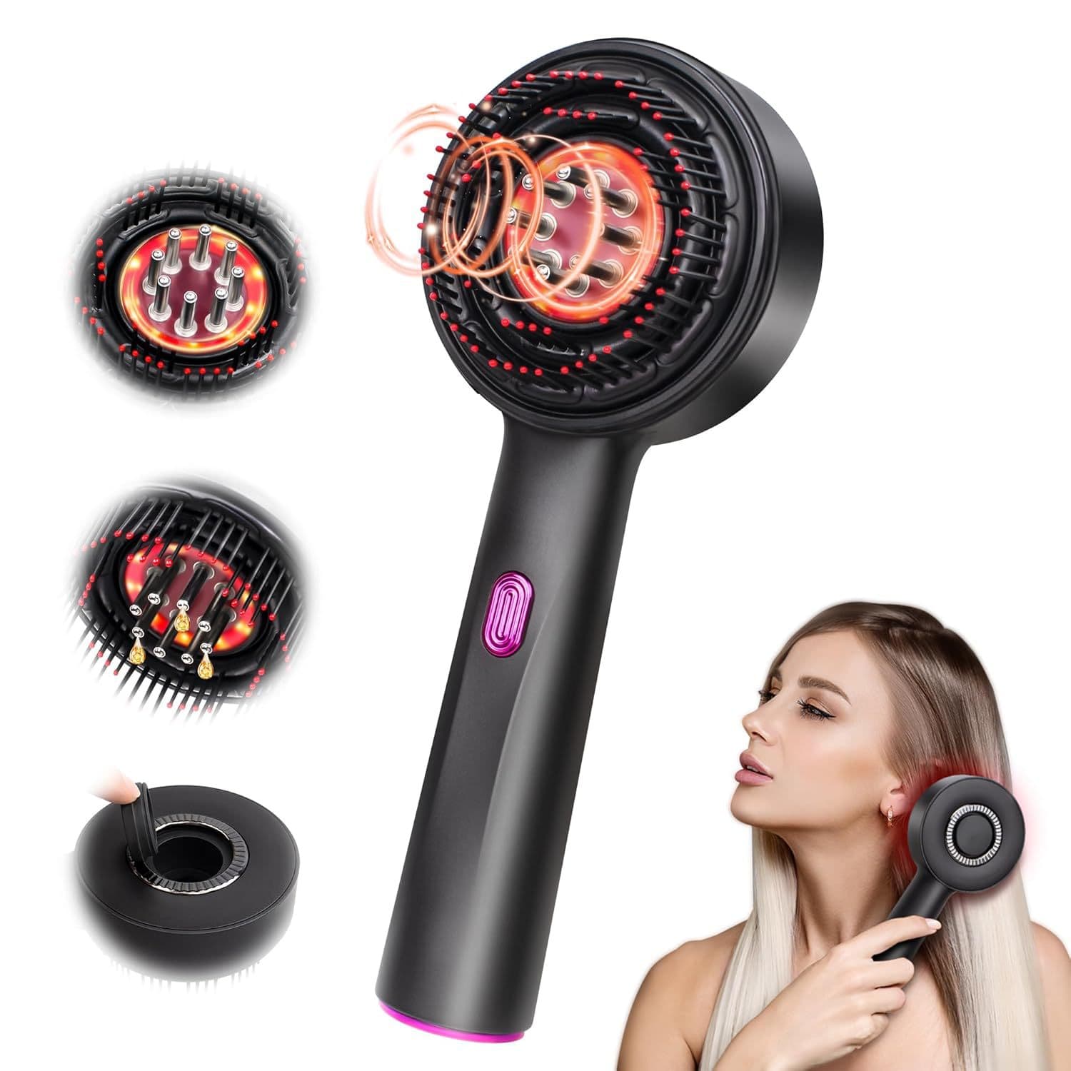 Cross-Border Electric Massage Comb for Home Use, Hair Care Comb, Kneading Liquid-Guided Hair Growth Device, Red Light Hair Care Comb, Scalp Massage Comb Factory