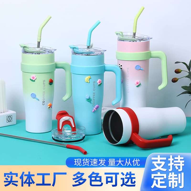 Cross-border 40oz Car Cup Portable Outdoor Handle Straw Ice Master Cup High Appearance Giant Water Cup Wholesale