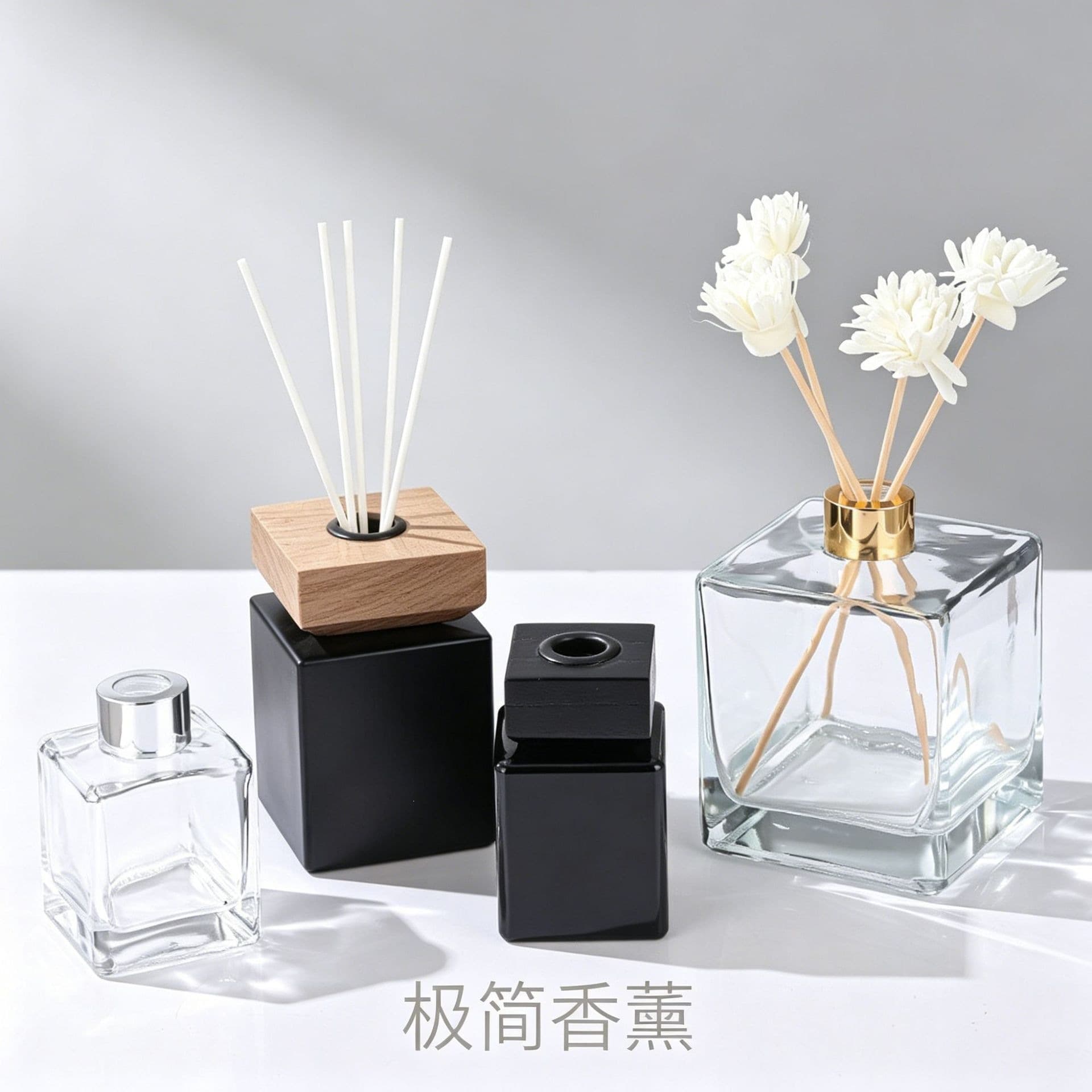 Wholesale Reed Diffuser Bottle Empty Car Aroma Diffuser Bottle Square Scented Bottle Essential Oil Glass Bottle Home Decoration
