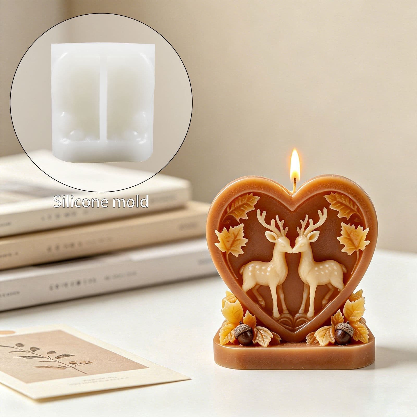 DIY Aromatherapy Candle Stand Decoration Plaster Mold Cross-border Love Christmas Reindeer Ornament Silicone Mold