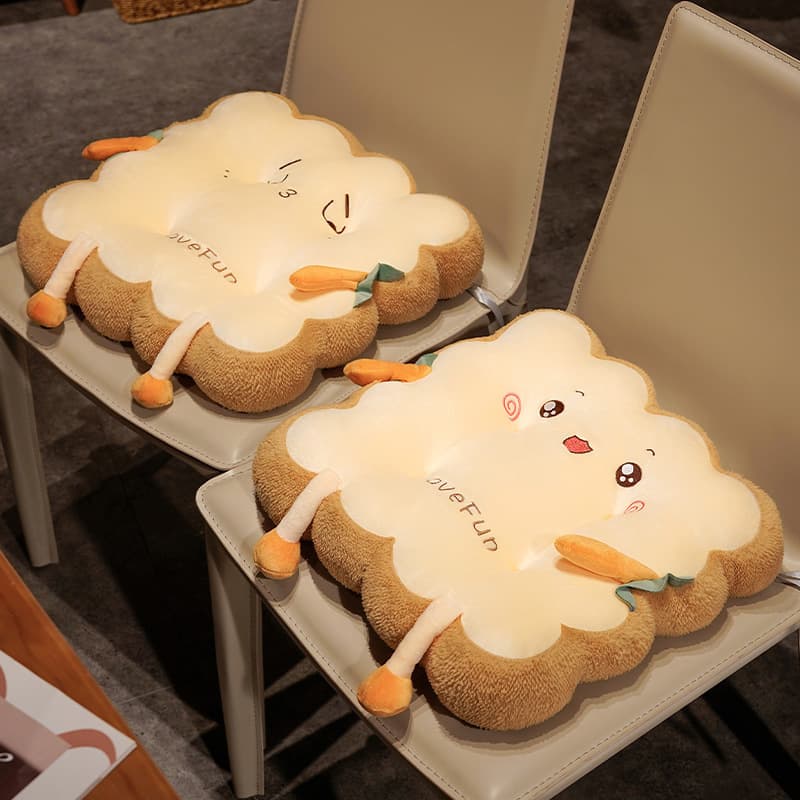 Toast Cushion Chair Pad Thickened Office Seat Cushion for Long Sitting, Cute All-Season Car Seat Cushion