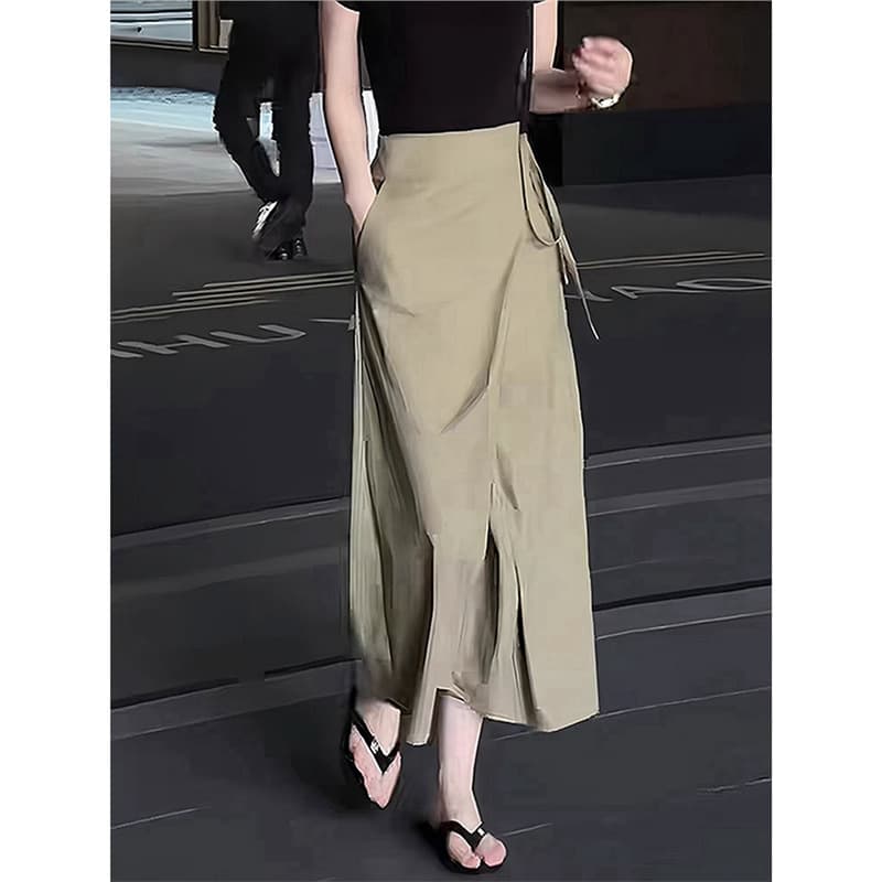 32844 Stylish Summer Skirt New Arrival Maillard Style Design with Tie-back and Side Slit
