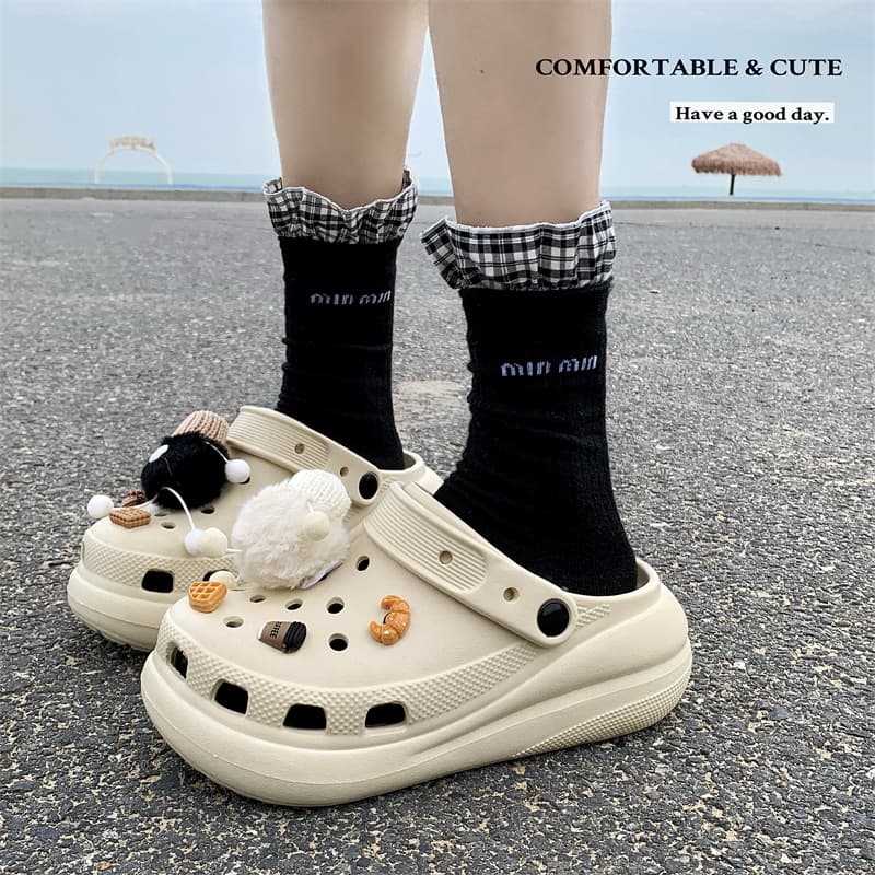 Women's Thick Bottom Crocs Style Summer EVA Slippers Increased Height Feeling Outdoor Wearable Puffin Design Comfortable Sandals