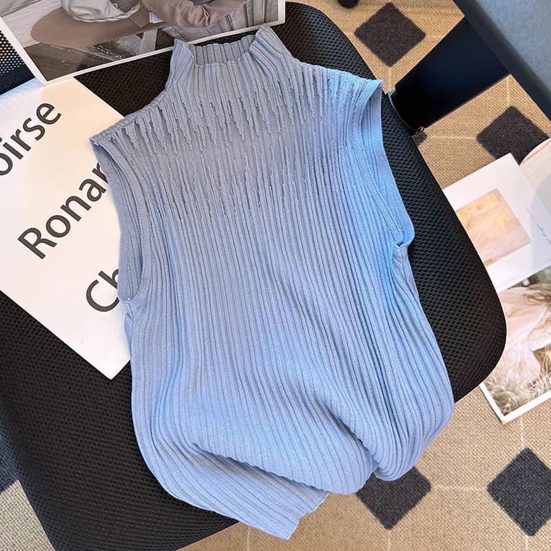 Cross-border supply - receiving orders - affordable prices for women's knitted suspenders, unique tops, vests, half turtleneck bottoming shirts