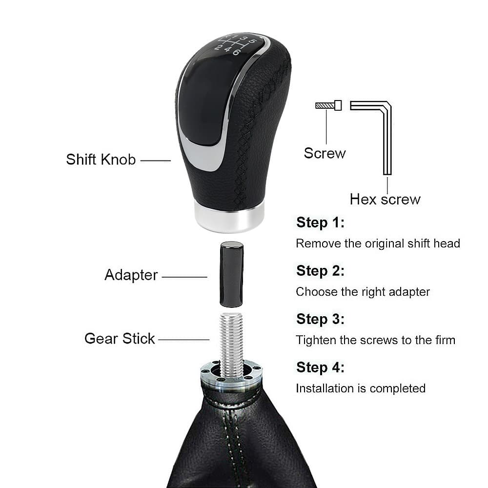 Cross-border Auto Modification 5-Speed 6-Speed Gear Shift Knob PU Leather Shift Knob Three Gear Faces