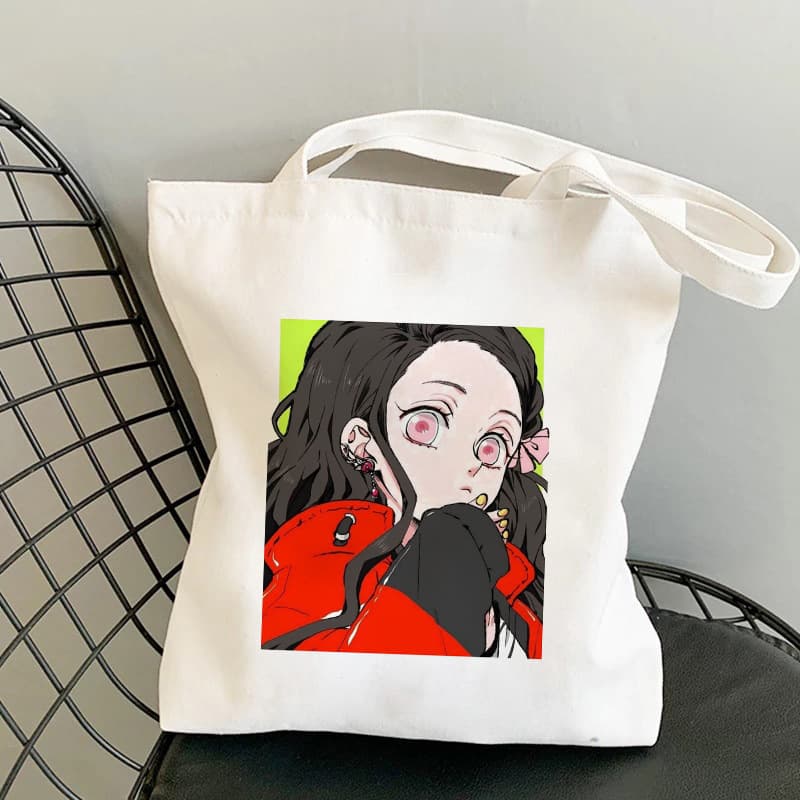 Kawaii Kimetsu No Yaiba Women Cartoon Shopper Bags Street Trend Canvas Large Size Daily Match Japanese Style Fashion Handbags