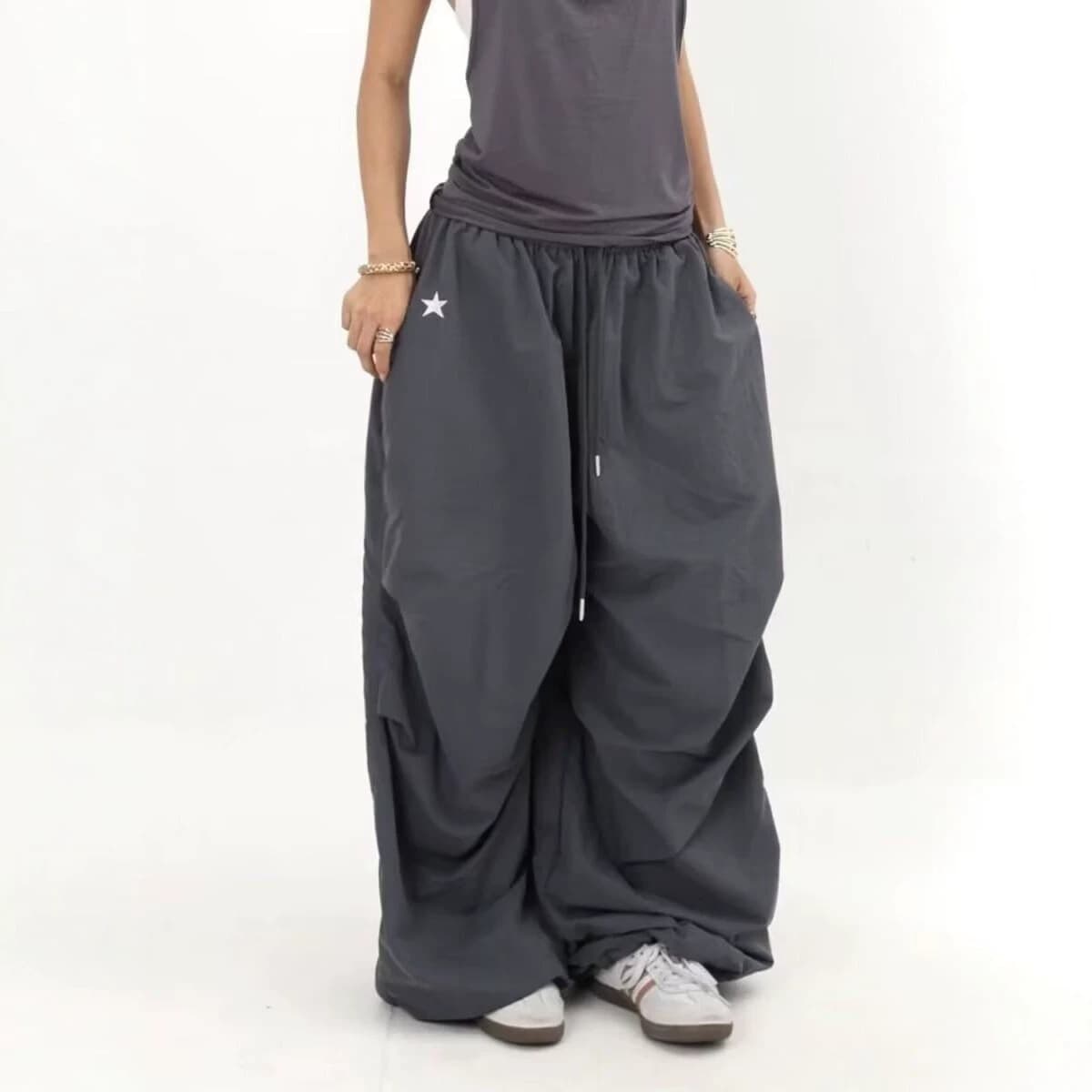 Summer New Jazz Hip-Hop Loose Wide-Leg Sweatpants Women Casual Drapey Parachute Pants Lightweight Quick-Dry Cargo Pants