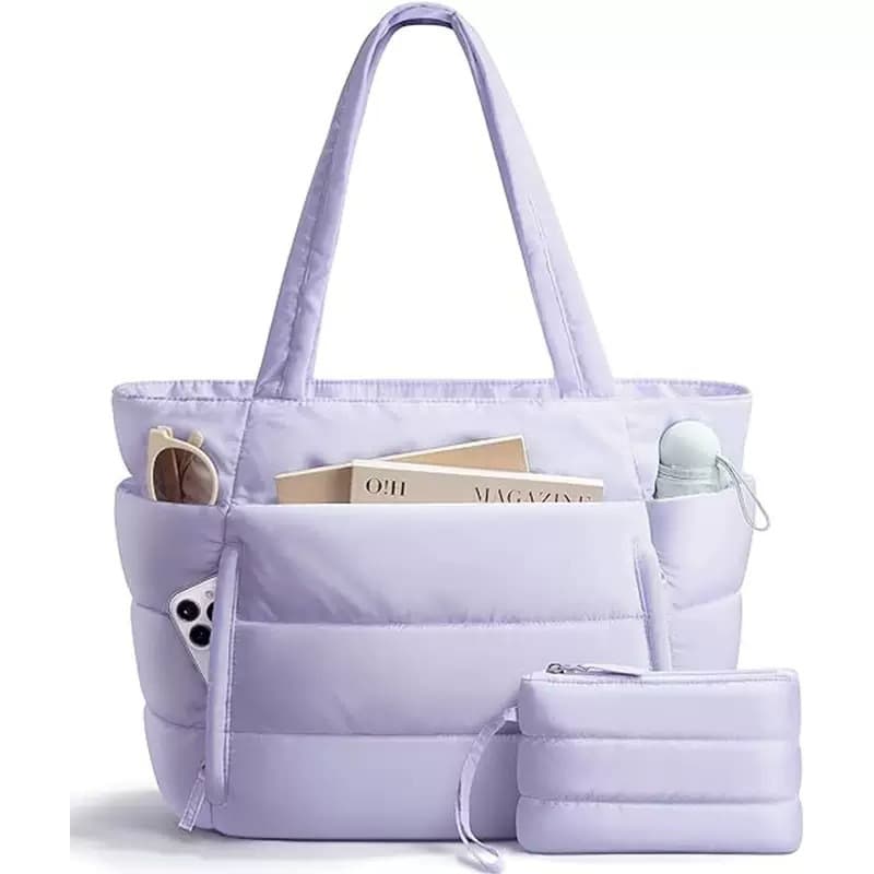 New Trendy Quilted Multi-Compartment Tote Bag for Women, Large Capacity Short Trip Luggage Bag
