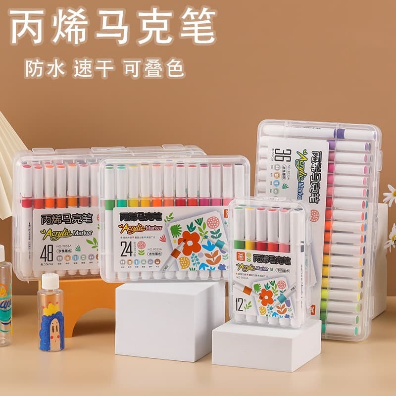 Large Capacity Acrylic Marker 60-Color Set, Waterproof Quick-Dry Water-Based Graffiti Pens for Kindergarten Kids, Eco-Friendly