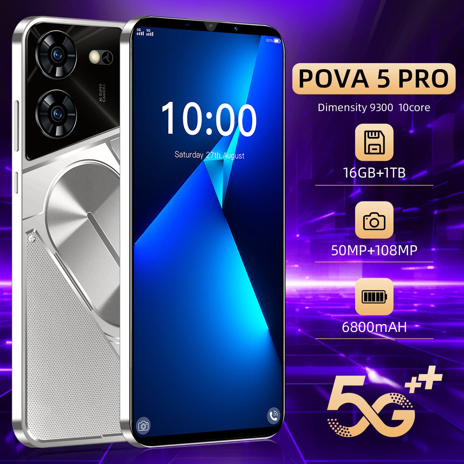 New 5.5-inch Pova5 Pro in stock 1+8G low-price cross-border mobile phone manufacturers wholesale Android smartphones in stock
