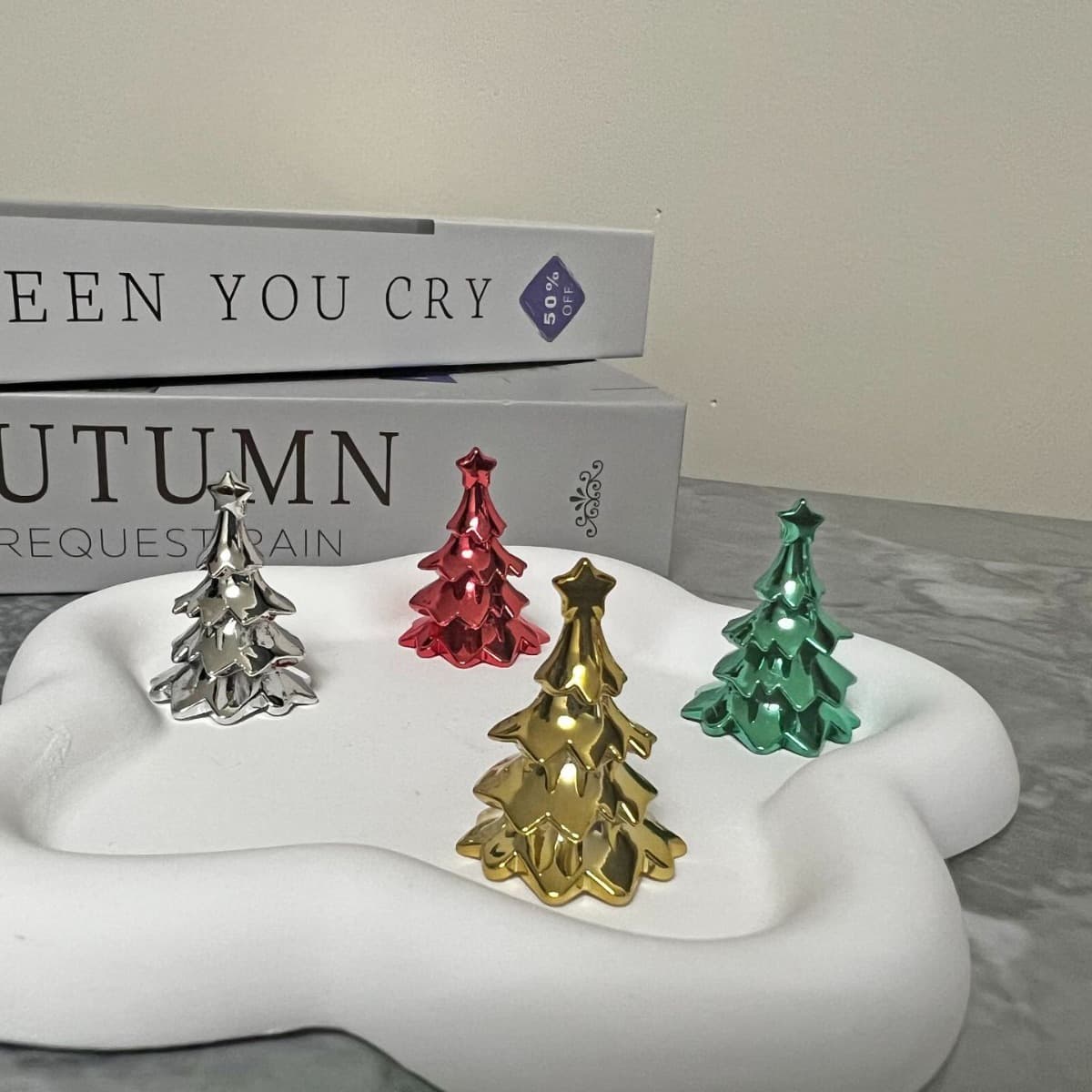 Cross-border E-commerce Christmas Tree UV Electroplated Mug Lid Christmas Fruit Plate Top Bead Handmade DIY Material Accessories