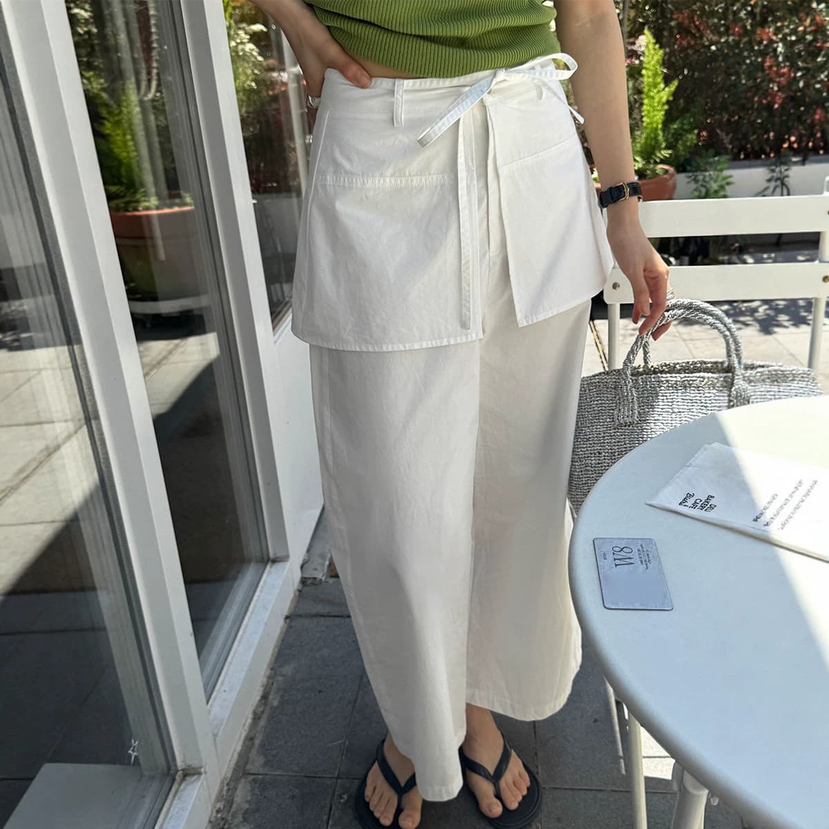 Shijian [Wardrobe New Favorite] High-Waist Lace-Up Wide-Leg Pants Slim Paper Man Casual Pants Women Summer 31212