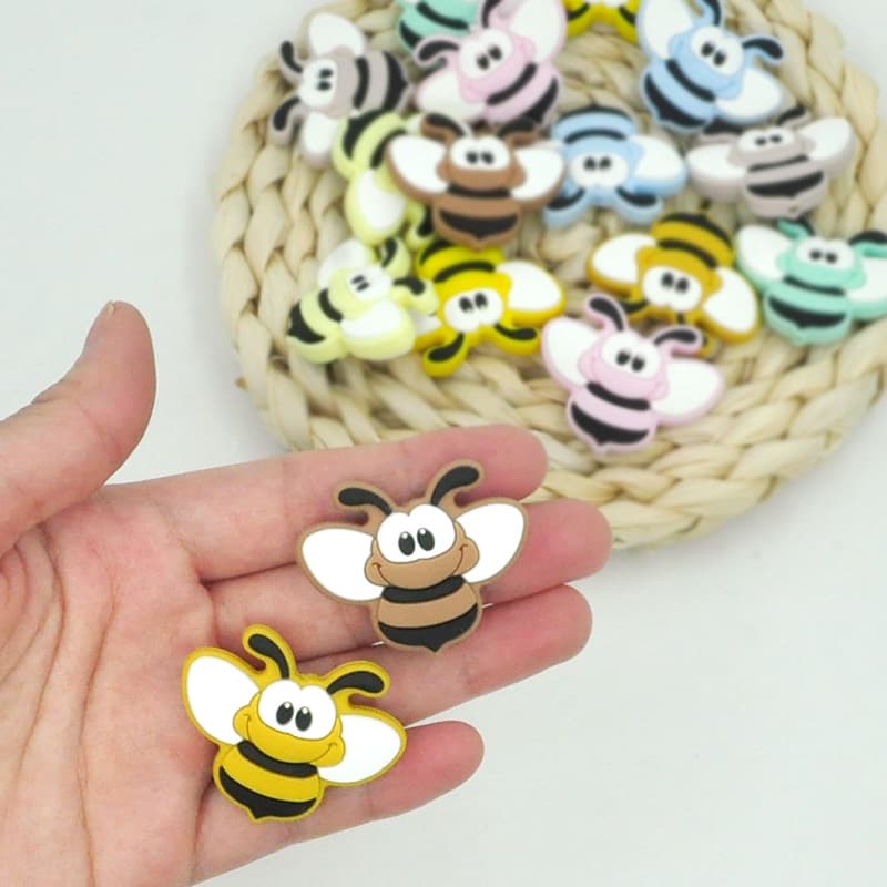 Amazon Direct Stock Food-Grade Silicone Bee Beads DIY Jewelry Accessories Children Baby Toys