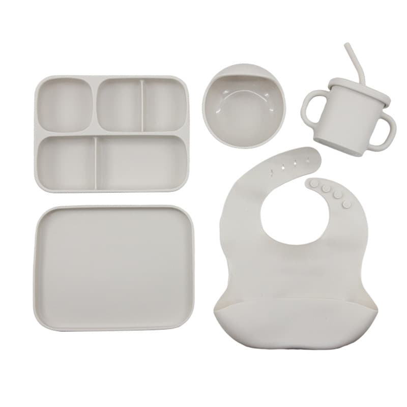 Kids Tableware Set Baby Food Training Silicone Plate Infant Fork Spoon Suction Bowl Mother and Baby Products
