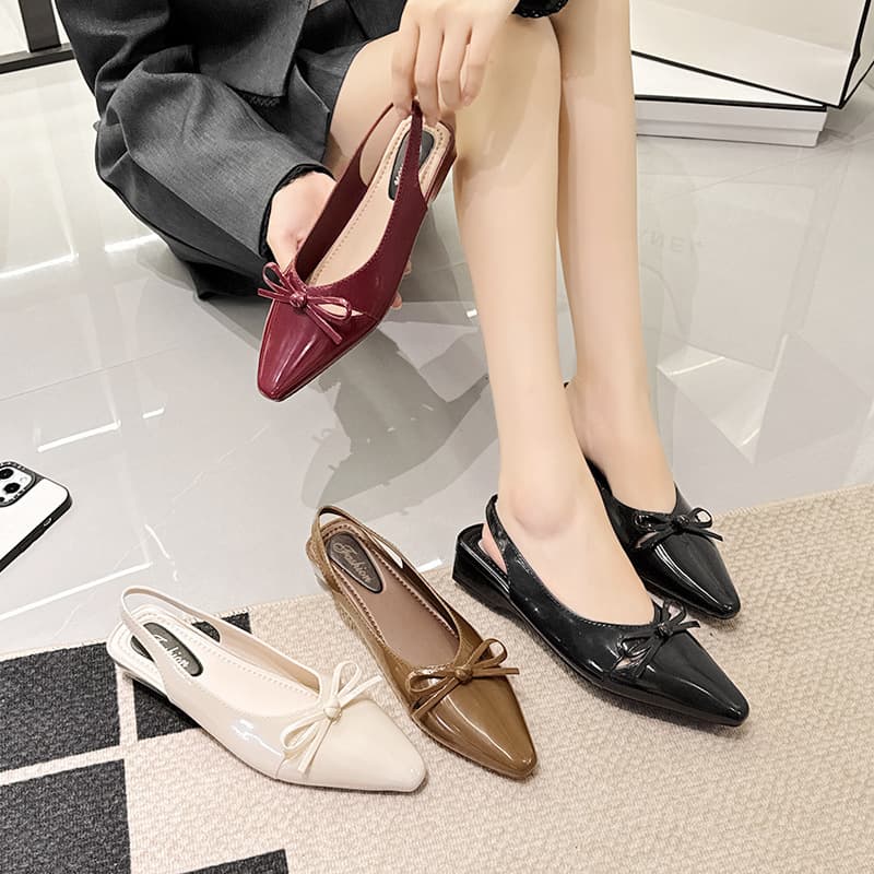 2026 New Style Pointed Toe Women's High Heel Versatile Mary Jane Chunky Heel Sandals Open Back Shallow Mouth Fashion Outdoor Sandals