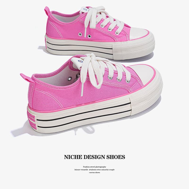 Fashionable Chunky Platform Canvas Shoes for Women 2026 Spring Summer New Style Versatile Casual Cloth Sneakers BSM203
