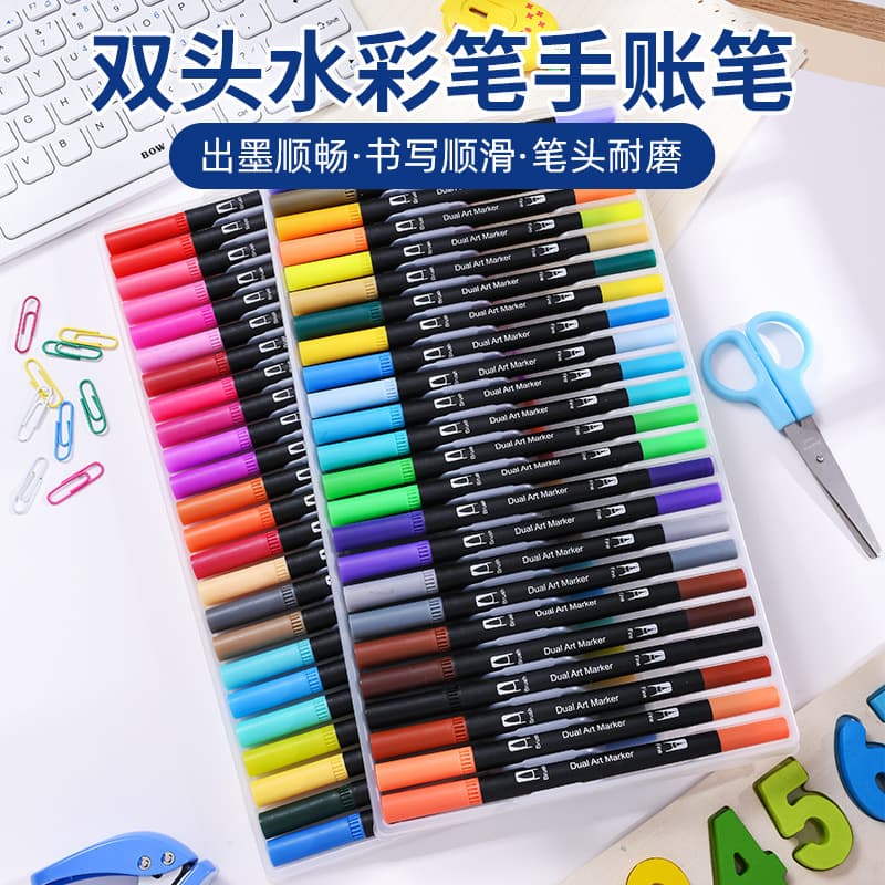 Promotion Amazon Watercolor Pen Set, 12 to 120 Colors Dual-tip Children's Watercolor Pens, Water-based Doodle Brushes Wholesale