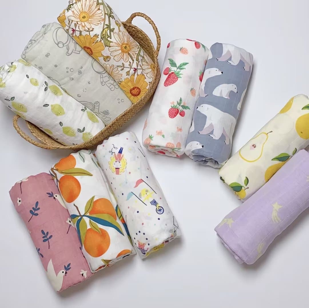 Ins Newborn Swaddle Bamboo Cotton Double-Layer Gauze Swaddle Blanket Baby Blanket Bath Towel Baby Stroller Blanket Breastfeeding