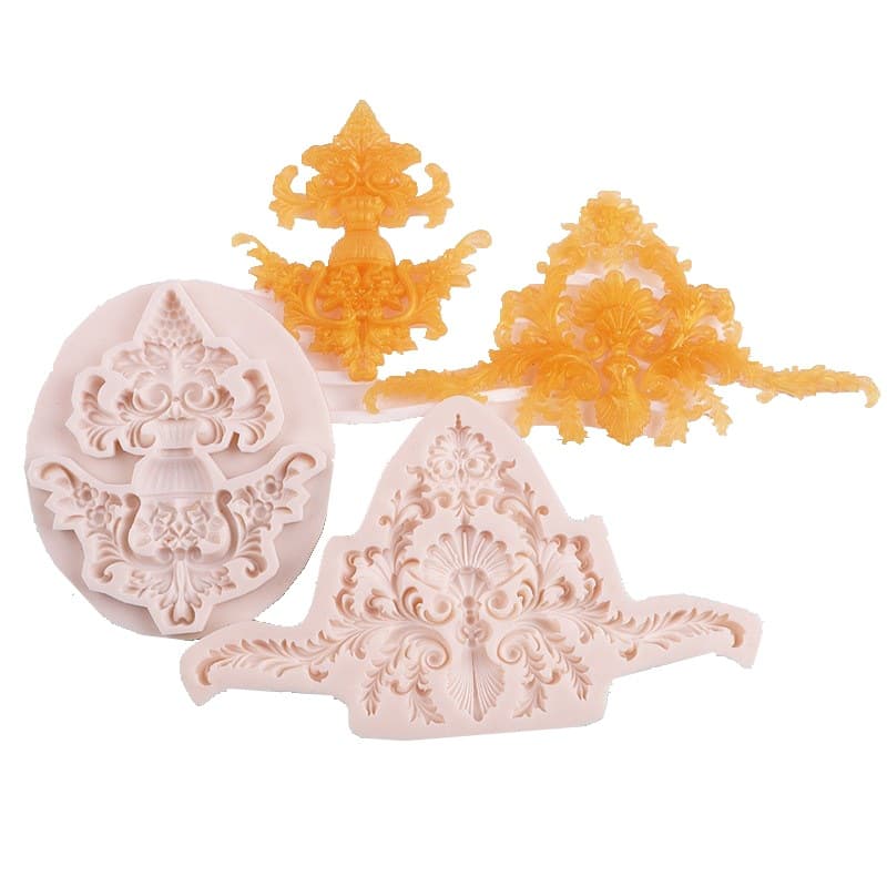 Cross-border Vintage Embossed Hollow Pattern Corner Silicone Mold European Style Fondant Gum Paste Cake Border Baking Mold