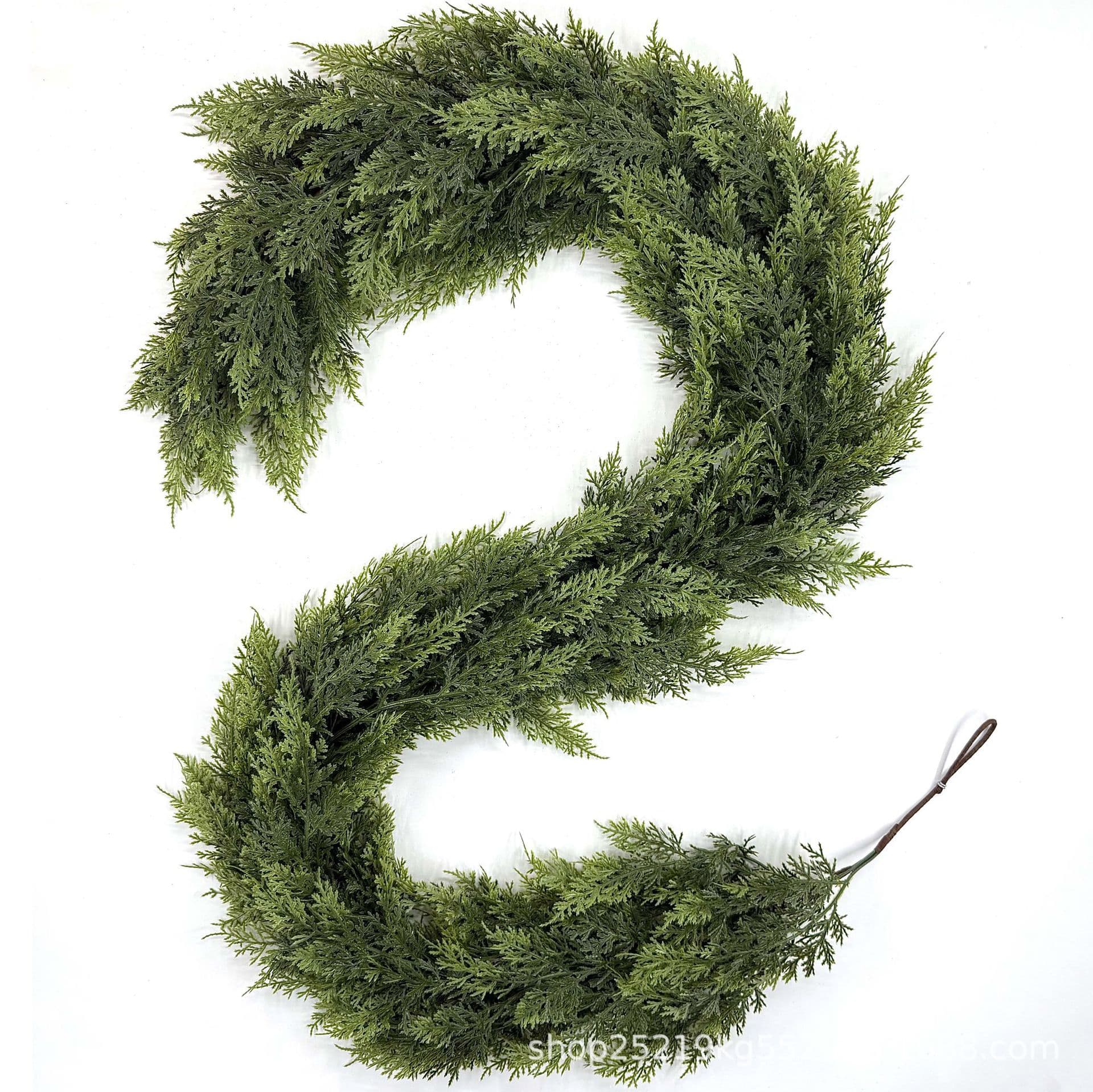 Cross-border popular Christmas rattan simulated plant feel soft glue pine and cypress leaves cedar rattan Christmas decoration wall hanging