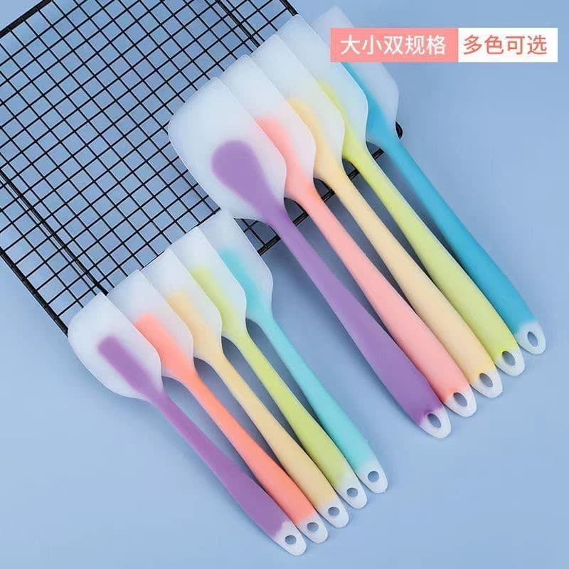 In Stock Semi-Transparent Colored Spatula Integrated Transparent Silicone High-Temperature Resistant Nougat Mixing Baking Tool